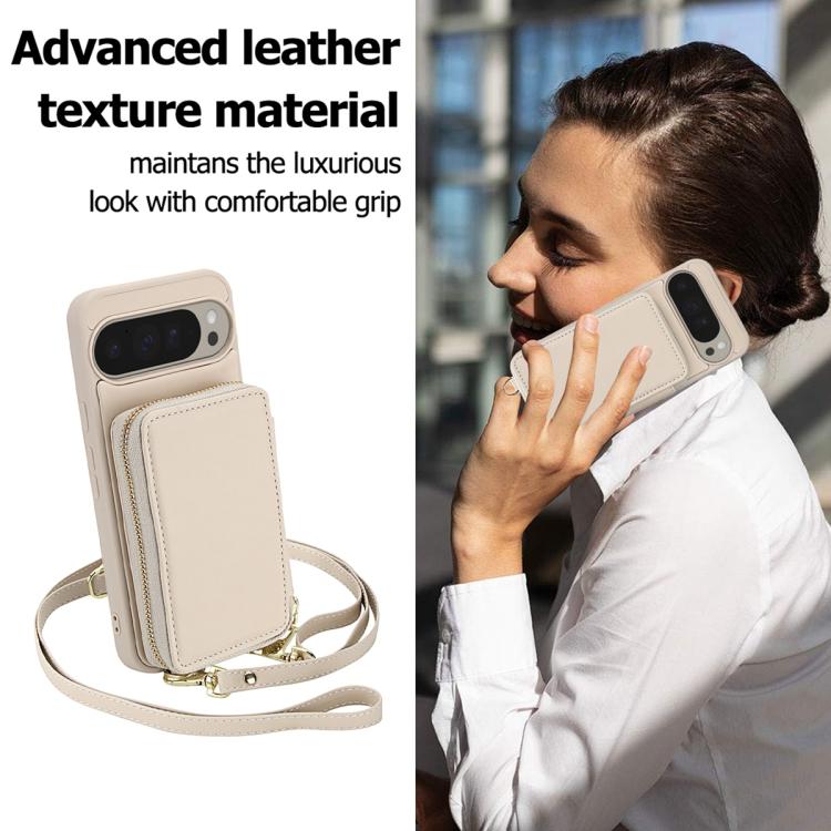 For Google Pixel 9 / Pixel 9 Pro Crossbody Zipper RFID Card Bag Phone Case