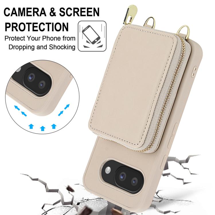 For Google Pixel 9a Crossbody Zipper RFID Card Bag Phone Case