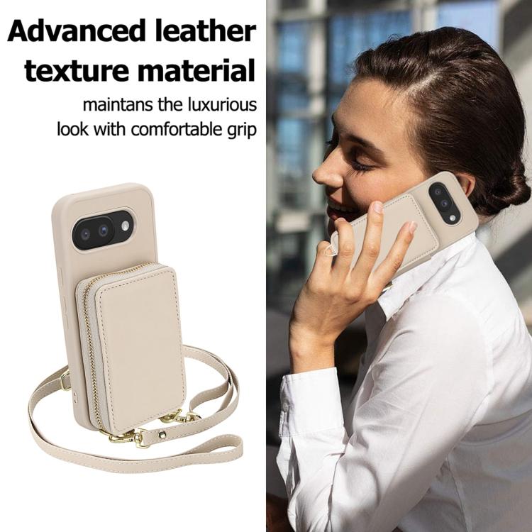 For Google Pixel 9a Crossbody Zipper RFID Card Bag Phone Case
