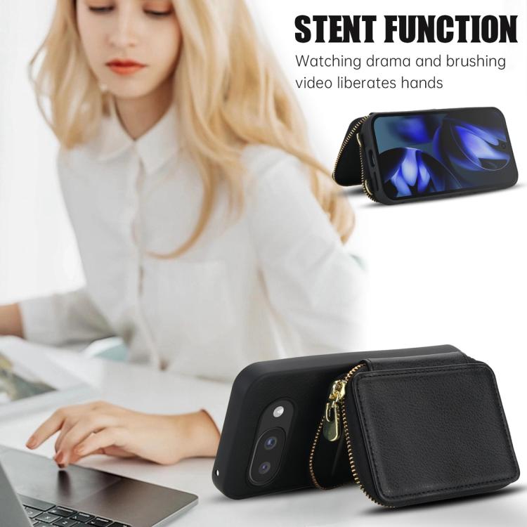 For Google Pixel 9a Crossbody Zipper RFID Card Bag Phone Case