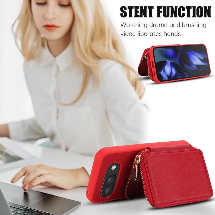 For Google Pixel 9a Crossbody Zipper RFID Card Bag Phone Case