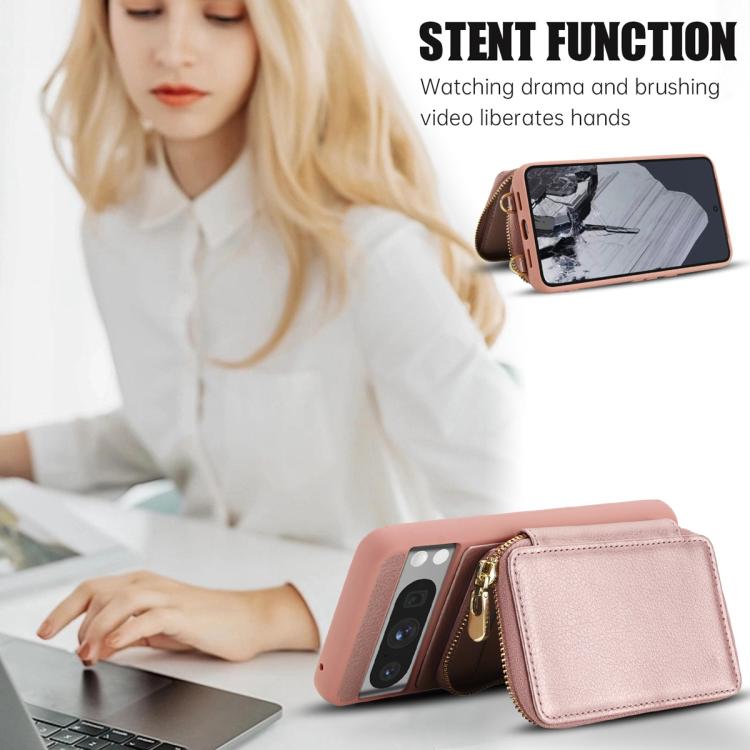 For Google Pixel 8 Crossbody Zipper RFID Card Bag Phone Case