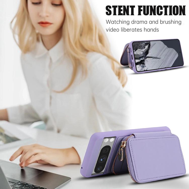 For Google Pixel 8 Crossbody Zipper RFID Card Bag Phone Case