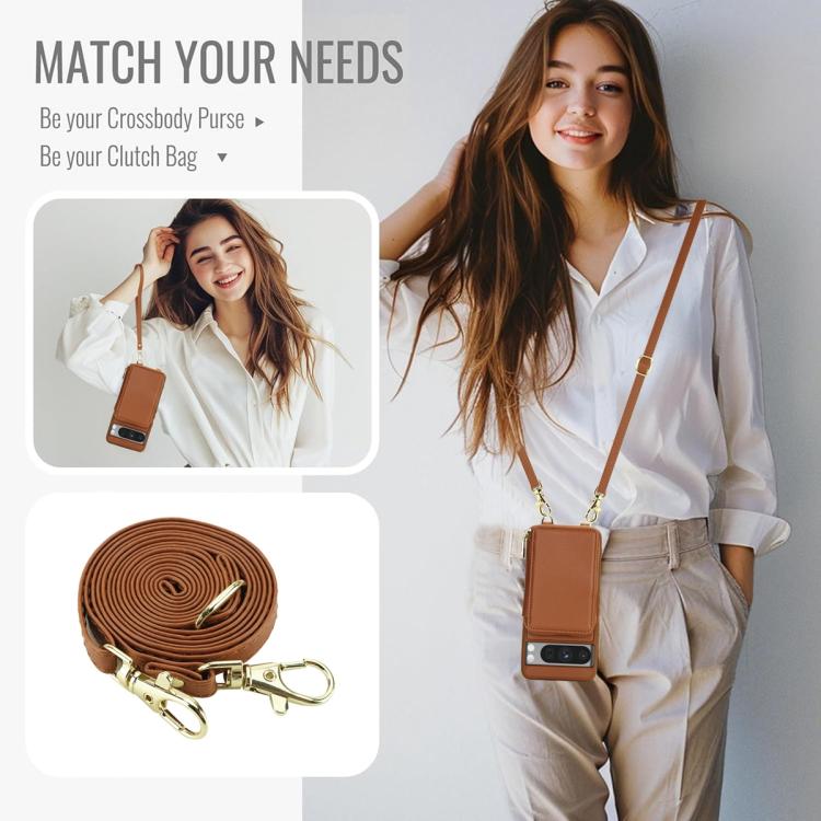 For Google Pixel 8 Crossbody Zipper RFID Card Bag Phone Case