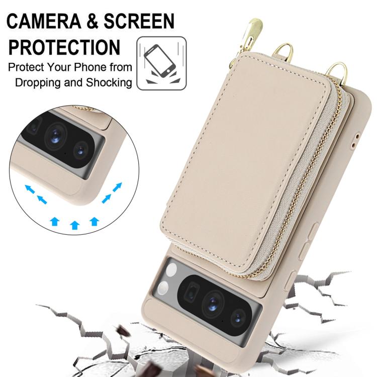 For Google Pixel 8 Pro Crossbody Zipper RFID Card Bag Phone Case