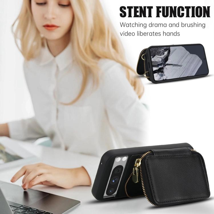 For Google Pixel 8 Pro Crossbody Zipper RFID Card Bag Phone Case
