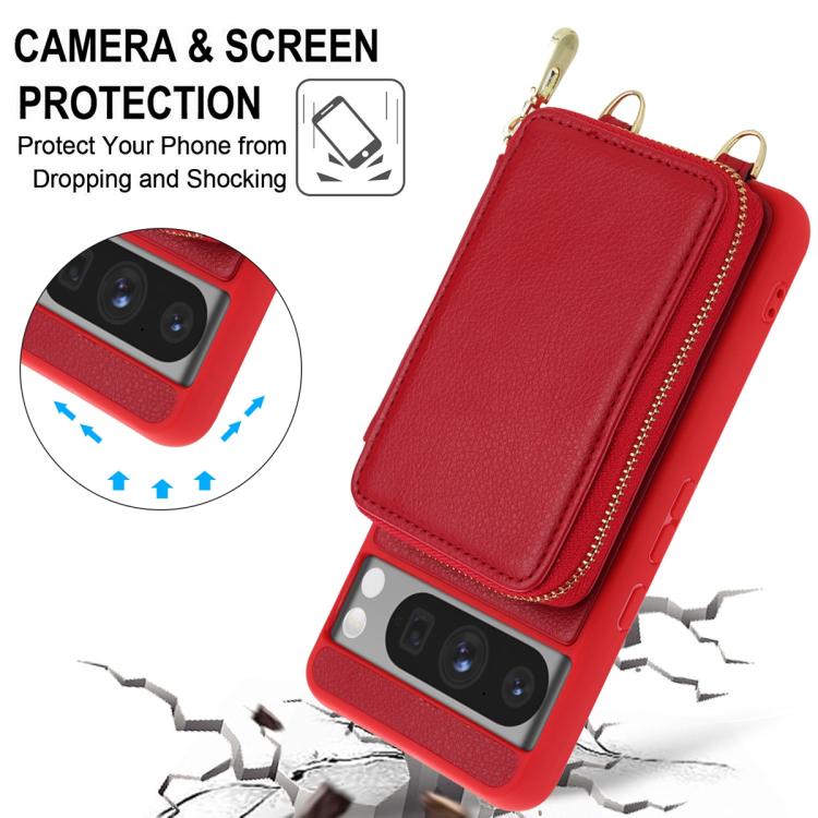 For Google Pixel 8 Pro Crossbody Zipper RFID Card Bag Phone Case