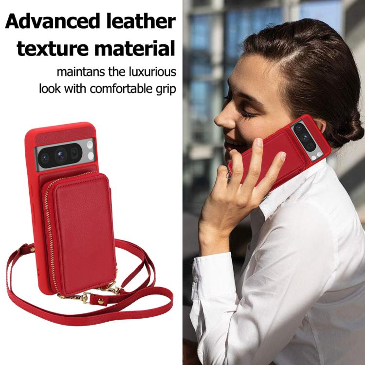 For Google Pixel 8 Pro Crossbody Zipper RFID Card Bag Phone Case