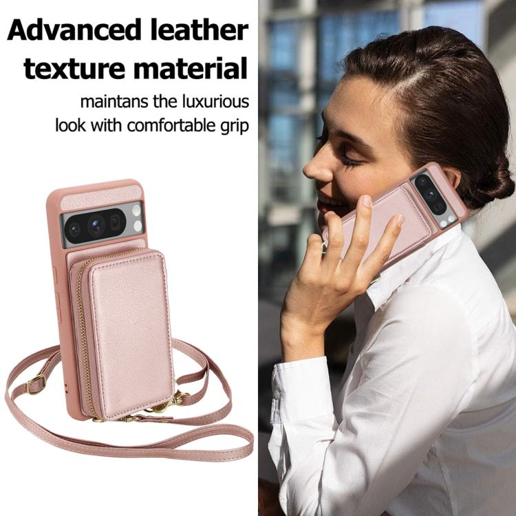 For Google Pixel 8 Pro Crossbody Zipper RFID Card Bag Phone Case
