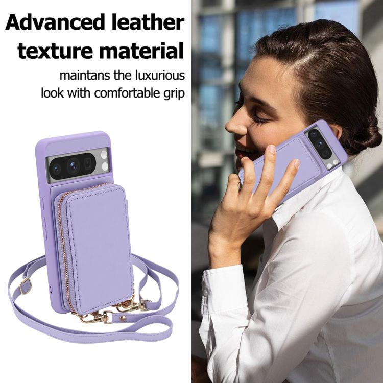 For Google Pixel 8 Pro Crossbody Zipper RFID Card Bag Phone Case