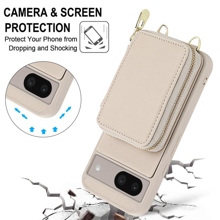 For Google Pixel 8a Crossbody Zipper RFID Card Bag Phone Case