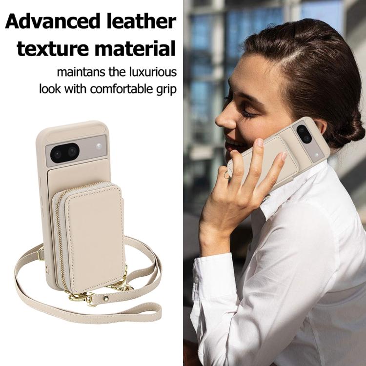 For Google Pixel 8a Crossbody Zipper RFID Card Bag Phone Case