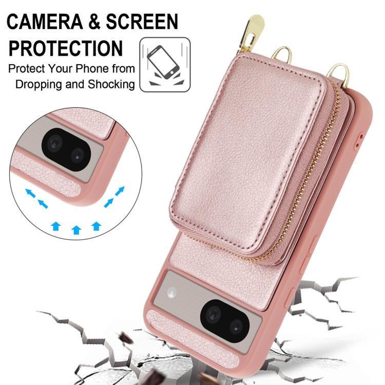 For Google Pixel 8a Crossbody Zipper RFID Card Bag Phone Case