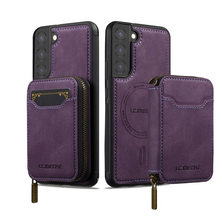 For Samsung Galaxy S22+ 5G LC.IMEEKE L6 Series Zipper Card Bag MagSafe Magnetic Phone Case