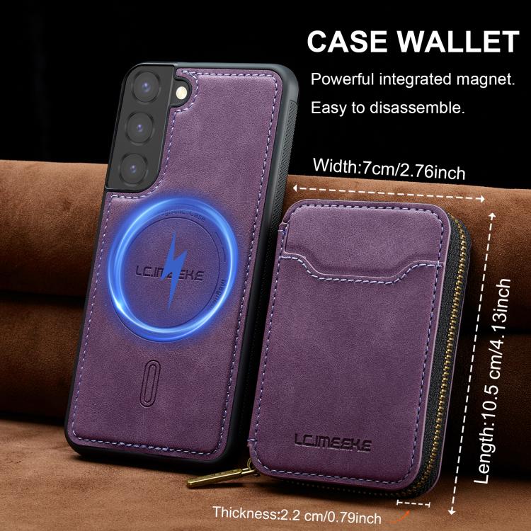 For Samsung Galaxy S22+ 5G LC.IMEEKE L6 Series Zipper Card Bag MagSafe Magnetic Phone Case