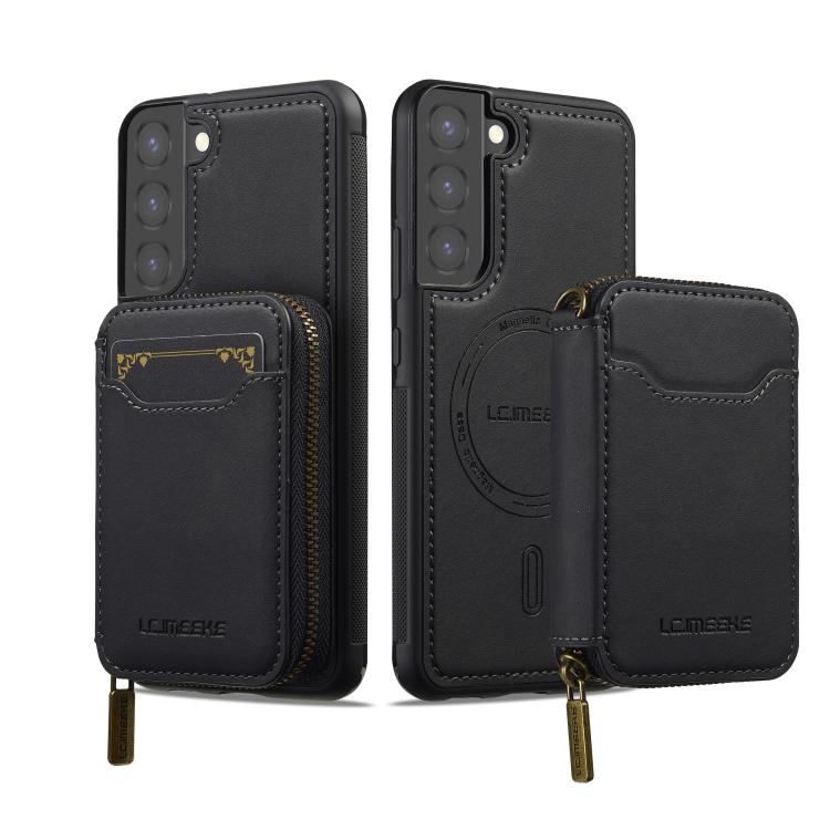 For Samsung Galaxy S22+ 5G LC.IMEEKE L6 Series Zipper Card Bag MagSafe Magnetic Phone Case