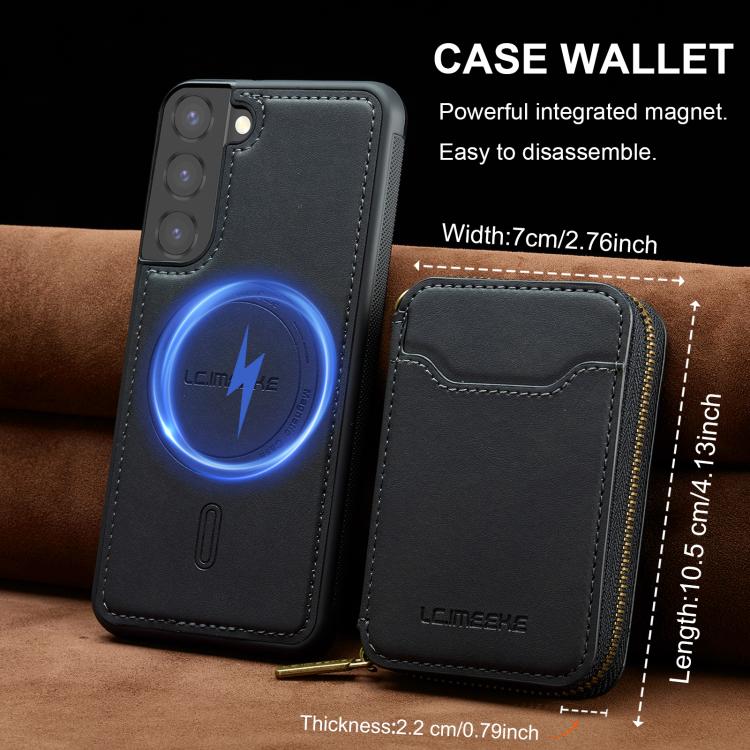 For Samsung Galaxy S22+ 5G LC.IMEEKE L6 Series Zipper Card Bag MagSafe Magnetic Phone Case