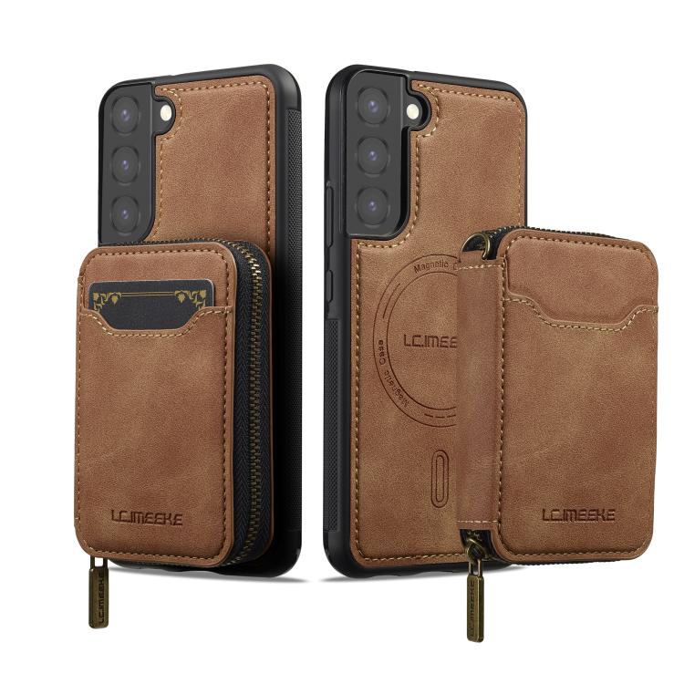 For Samsung Galaxy S22+ 5G LC.IMEEKE L6 Series Zipper Card Bag MagSafe Magnetic Phone Case