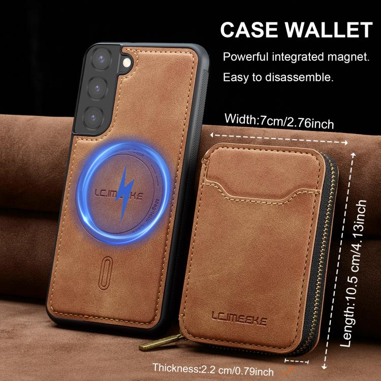 For Samsung Galaxy S22+ 5G LC.IMEEKE L6 Series Zipper Card Bag MagSafe Magnetic Phone Case