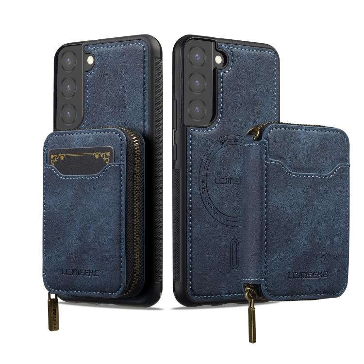 For Samsung Galaxy S22+ 5G LC.IMEEKE L6 Series Zipper Card Bag MagSafe Magnetic Phone Case