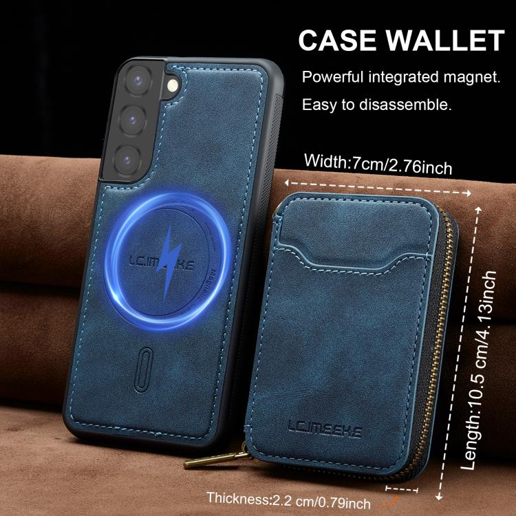For Samsung Galaxy S22+ 5G LC.IMEEKE L6 Series Zipper Card Bag MagSafe Magnetic Phone Case
