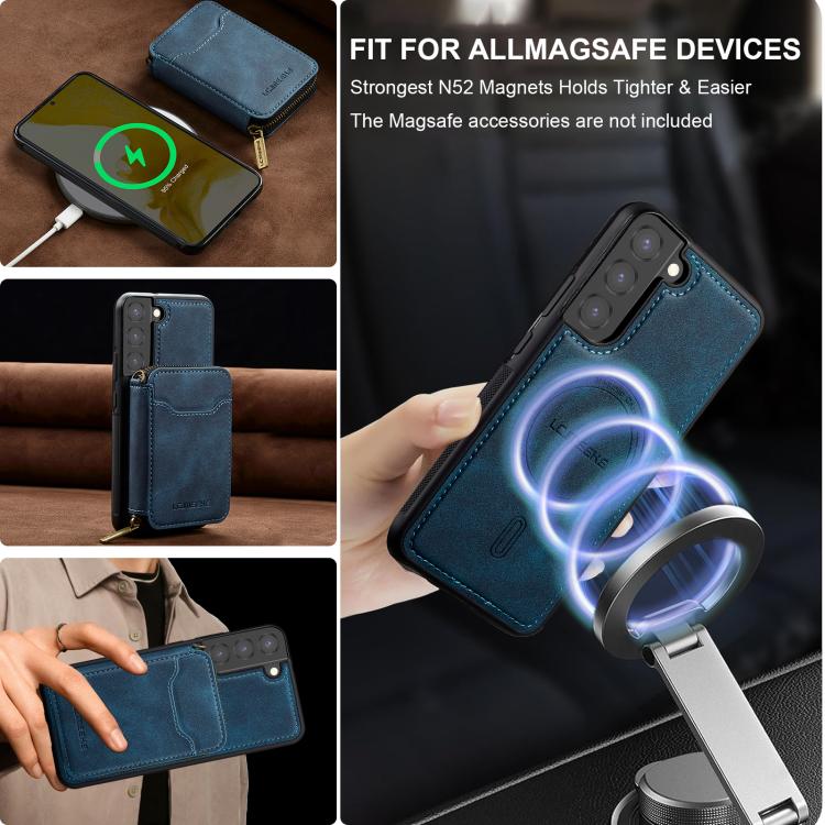 For Samsung Galaxy S22+ 5G LC.IMEEKE L6 Series Zipper Card Bag MagSafe Magnetic Phone Case