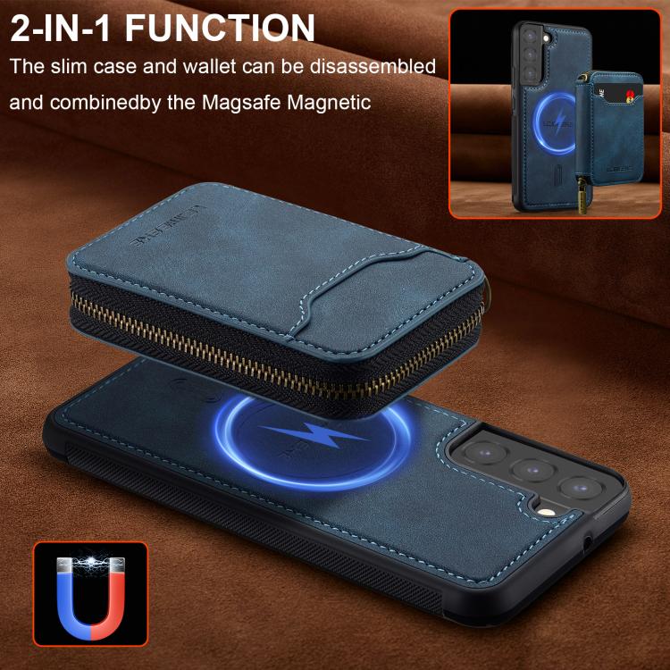 For Samsung Galaxy S22+ 5G LC.IMEEKE L6 Series Zipper Card Bag MagSafe Magnetic Phone Case