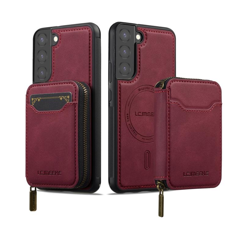For Samsung Galaxy S22+ 5G LC.IMEEKE L6 Series Zipper Card Bag MagSafe Magnetic Phone Case