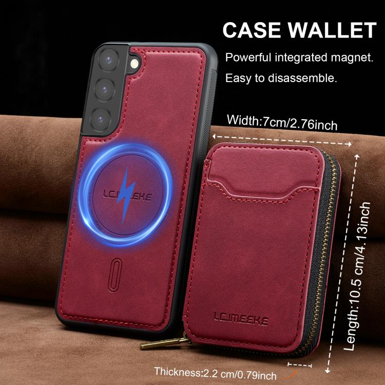 For Samsung Galaxy S22+ 5G LC.IMEEKE L6 Series Zipper Card Bag MagSafe Magnetic Phone Case