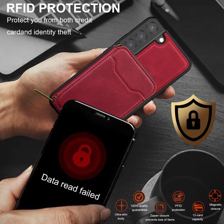 For Samsung Galaxy S22+ 5G LC.IMEEKE L6 Series Zipper Card Bag MagSafe Magnetic Phone Case