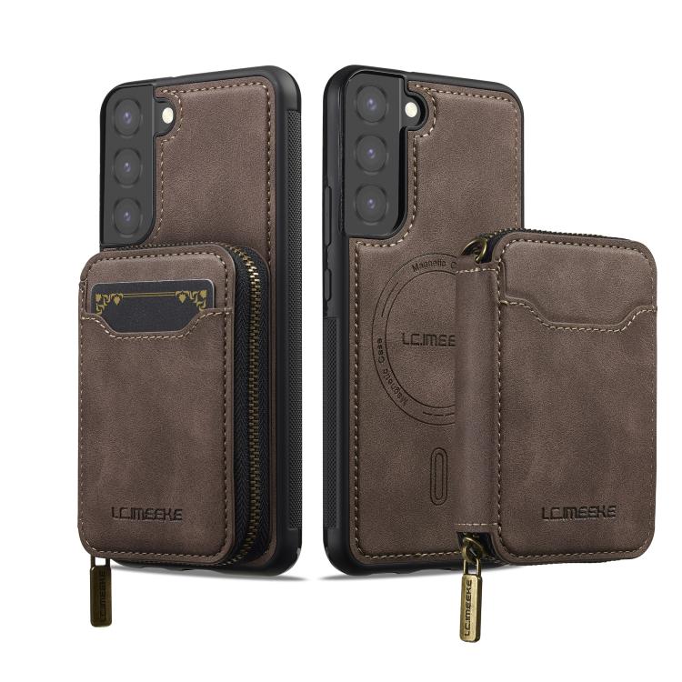 For Samsung Galaxy S22+ 5G LC.IMEEKE L6 Series Zipper Card Bag MagSafe Magnetic Phone Case