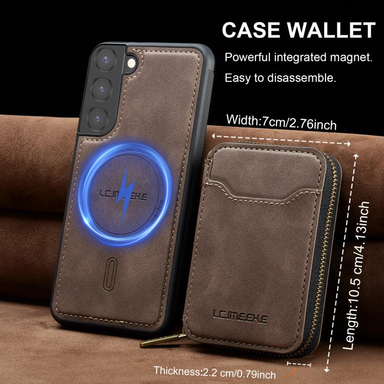 For Samsung Galaxy S22+ 5G LC.IMEEKE L6 Series Zipper Card Bag MagSafe Magnetic Phone Case