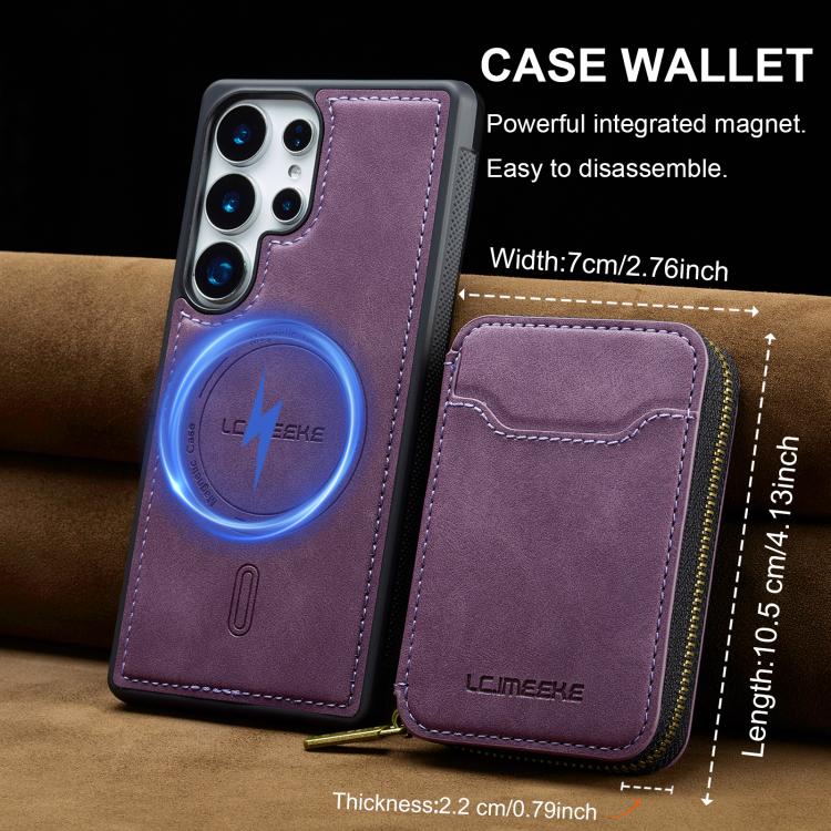 For Samsung Galaxy S25 Ultra 5G LC.IMEEKE L6 Series Zipper Card Bag MagSafe Magnetic Phone Case