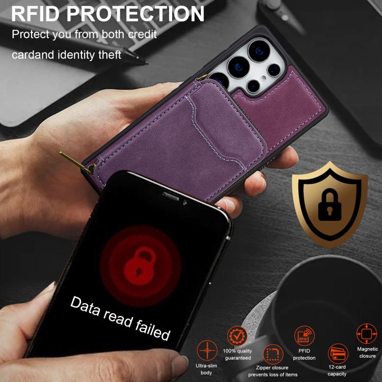 For Samsung Galaxy S25 Ultra 5G LC.IMEEKE L6 Series Zipper Card Bag MagSafe Magnetic Phone Case