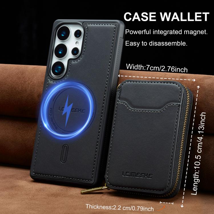 For Samsung Galaxy S25 Ultra 5G LC.IMEEKE L6 Series Zipper Card Bag MagSafe Magnetic Phone Case