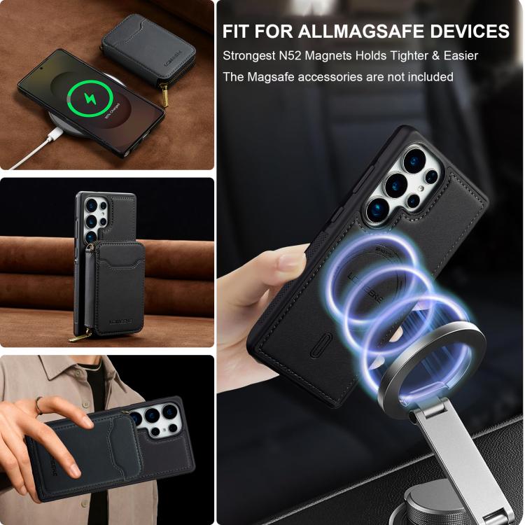 For Samsung Galaxy S25 Ultra 5G LC.IMEEKE L6 Series Zipper Card Bag MagSafe Magnetic Phone Case