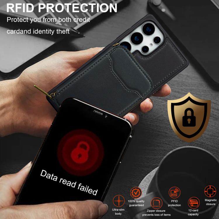 For Samsung Galaxy S25 Ultra 5G LC.IMEEKE L6 Series Zipper Card Bag MagSafe Magnetic Phone Case