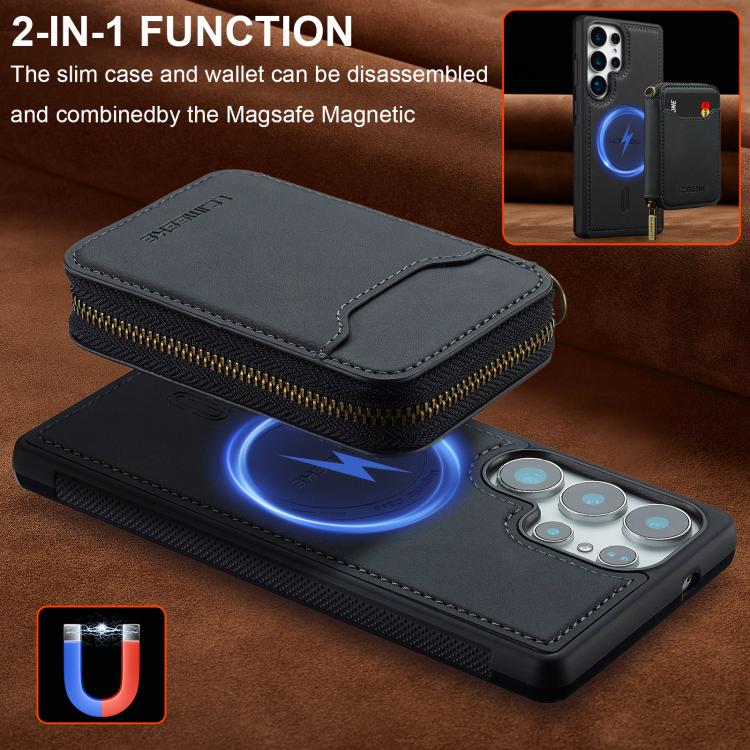 For Samsung Galaxy S25 Ultra 5G LC.IMEEKE L6 Series Zipper Card Bag MagSafe Magnetic Phone Case