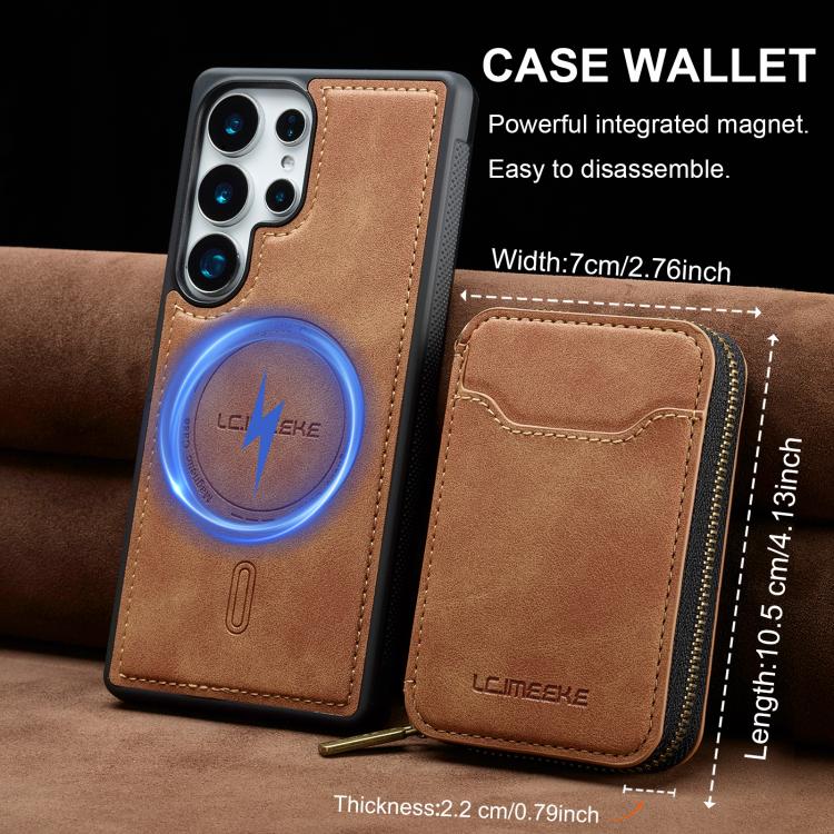 For Samsung Galaxy S25 Ultra 5G LC.IMEEKE L6 Series Zipper Card Bag MagSafe Magnetic Phone Case