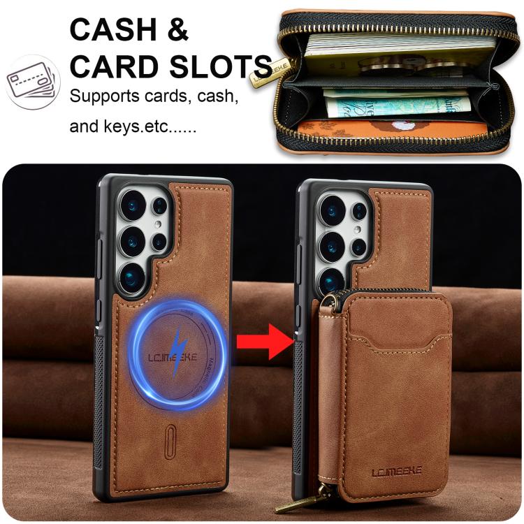 For Samsung Galaxy S25 Ultra 5G LC.IMEEKE L6 Series Zipper Card Bag MagSafe Magnetic Phone Case