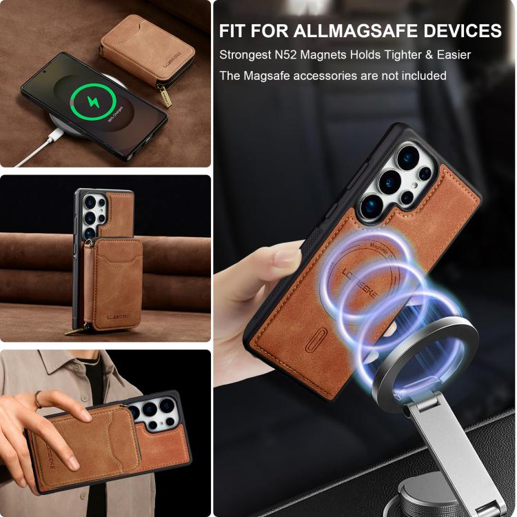 For Samsung Galaxy S25 Ultra 5G LC.IMEEKE L6 Series Zipper Card Bag MagSafe Magnetic Phone Case