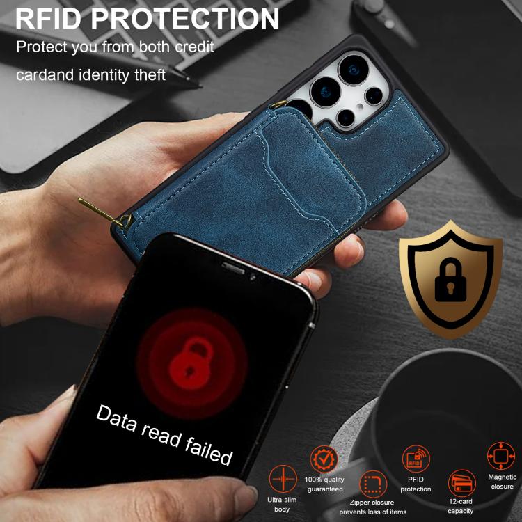 For Samsung Galaxy S25 Ultra 5G LC.IMEEKE L6 Series Zipper Card Bag MagSafe Magnetic Phone Case