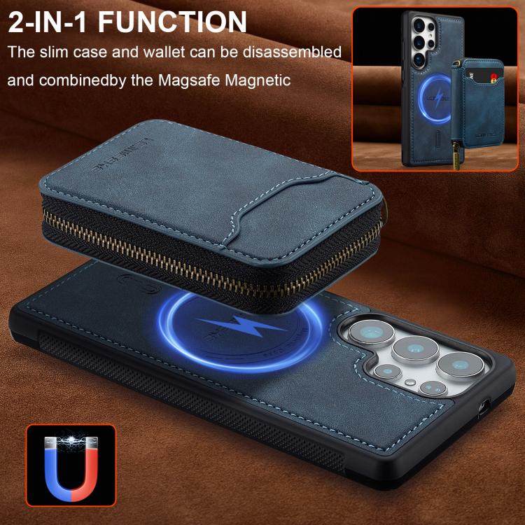 For Samsung Galaxy S25 Ultra 5G LC.IMEEKE L6 Series Zipper Card Bag MagSafe Magnetic Phone Case