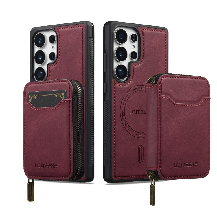 For Samsung Galaxy S25 Ultra 5G LC.IMEEKE L6 Series Zipper Card Bag MagSafe Magnetic Phone Case