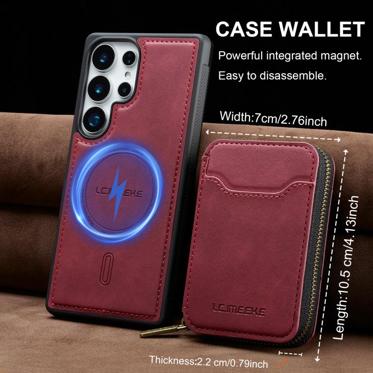 For Samsung Galaxy S25 Ultra 5G LC.IMEEKE L6 Series Zipper Card Bag MagSafe Magnetic Phone Case