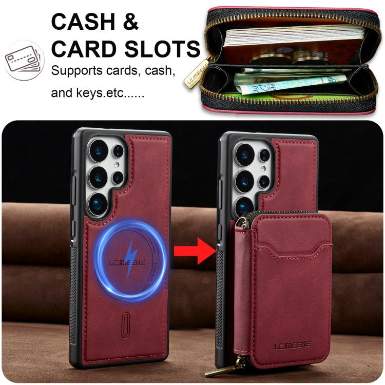 For Samsung Galaxy S25 Ultra 5G LC.IMEEKE L6 Series Zipper Card Bag MagSafe Magnetic Phone Case