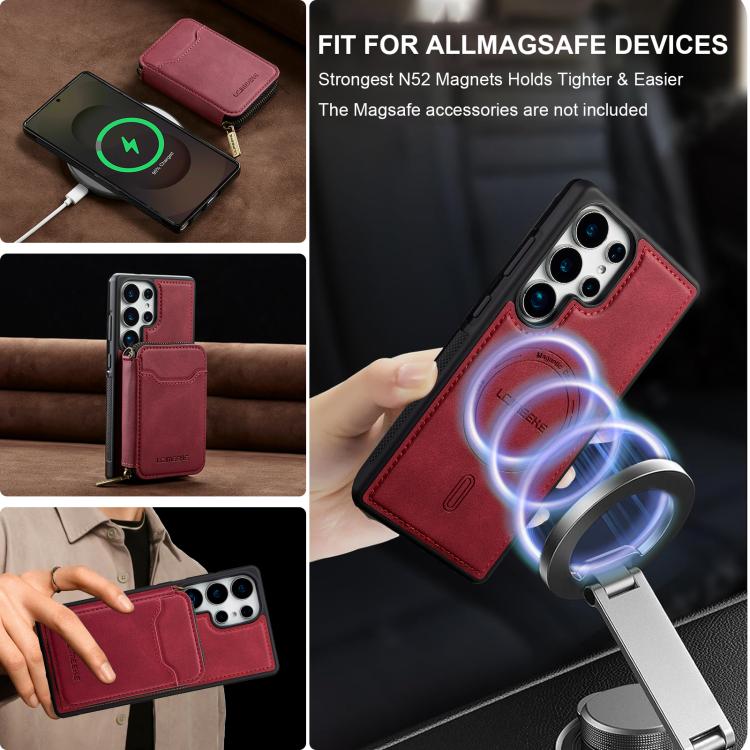 For Samsung Galaxy S25 Ultra 5G LC.IMEEKE L6 Series Zipper Card Bag MagSafe Magnetic Phone Case