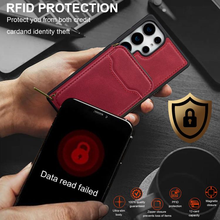 For Samsung Galaxy S25 Ultra 5G LC.IMEEKE L6 Series Zipper Card Bag MagSafe Magnetic Phone Case