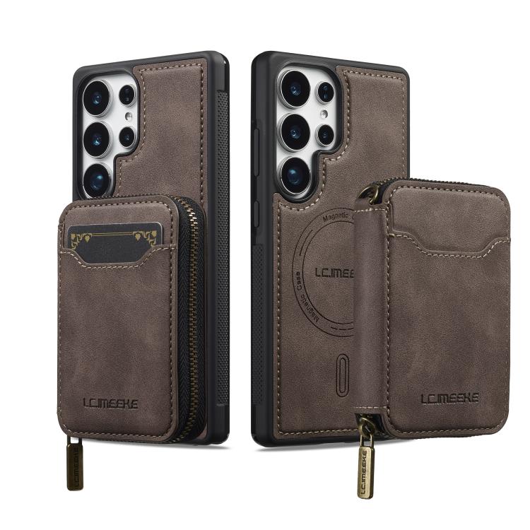 For Samsung Galaxy S25 Ultra 5G LC.IMEEKE L6 Series Zipper Card Bag MagSafe Magnetic Phone Case