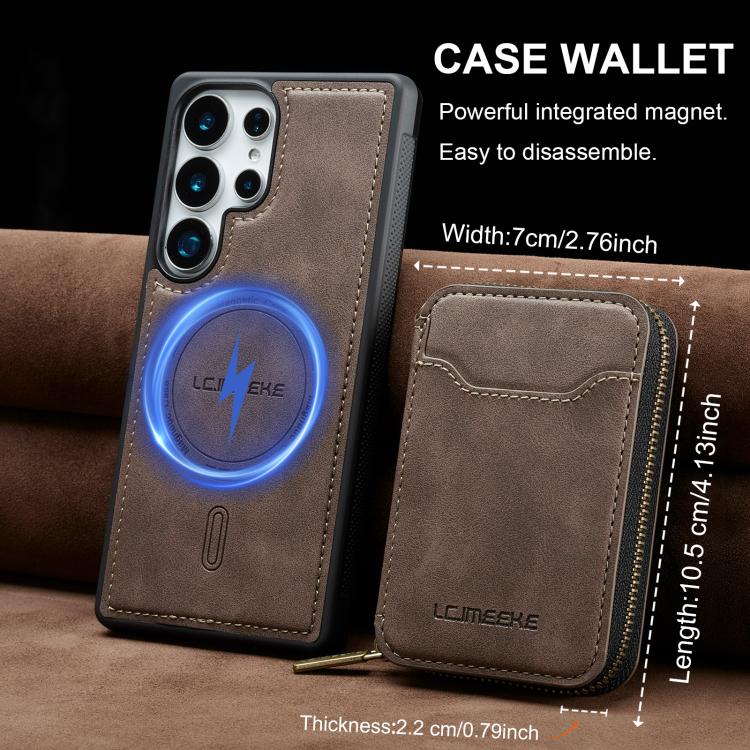 For Samsung Galaxy S25 Ultra 5G LC.IMEEKE L6 Series Zipper Card Bag MagSafe Magnetic Phone Case